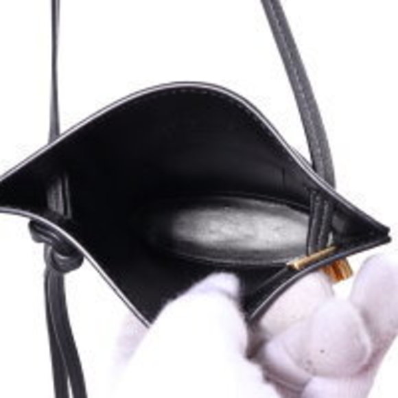 LOEWE Dice Pocket Shoulder Bag Black Leather Mini - Picture 8 of 8